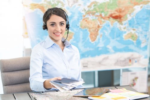Young,Woman,Travel,Agent,Concept