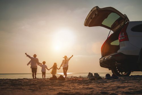 Family,Vacation,Holiday,,Happy,Family,Running,On,The,Beach,In