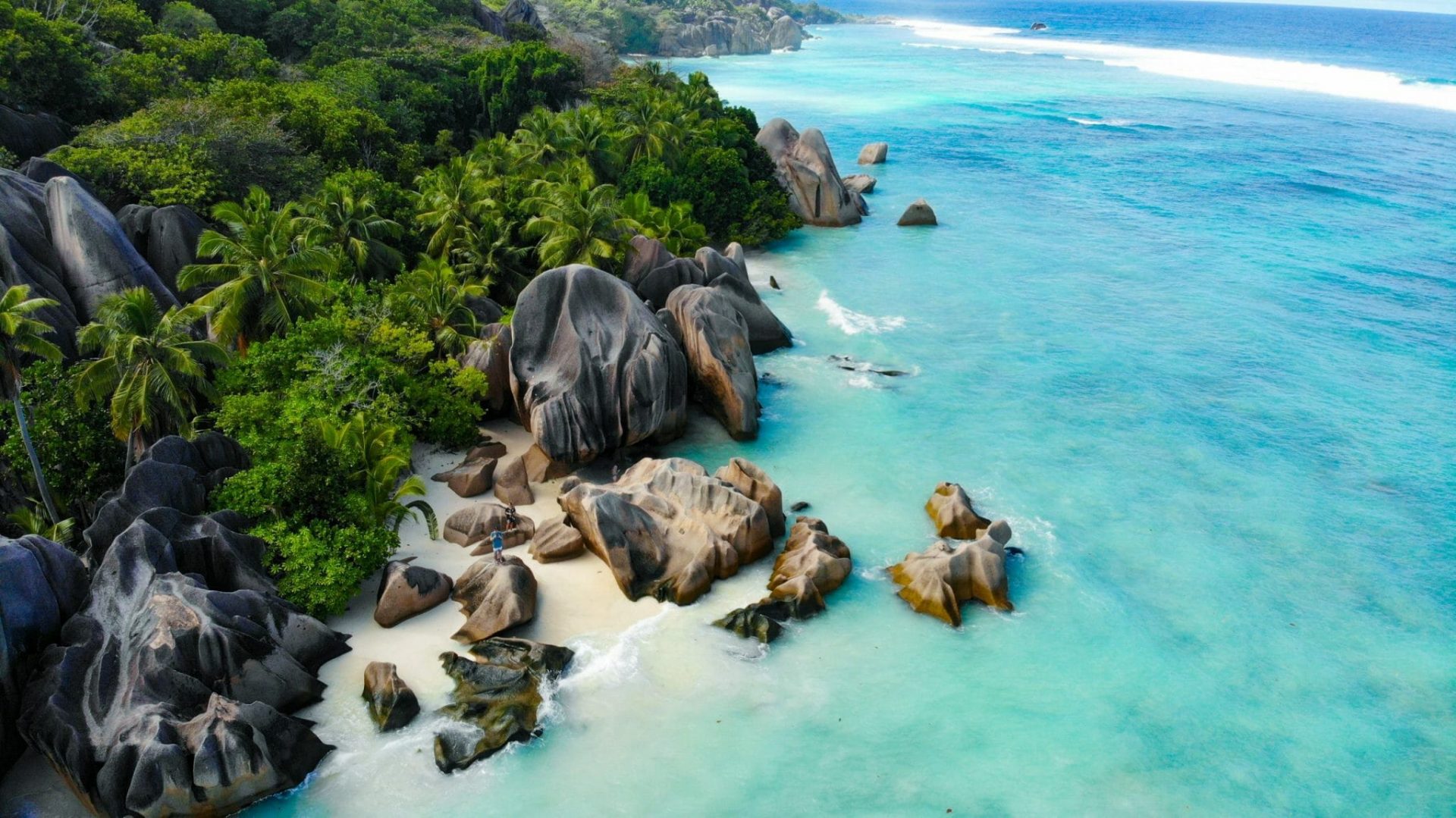 Aerial,View,By,A,Drone,Of,Anse,Source,D’argent,,La